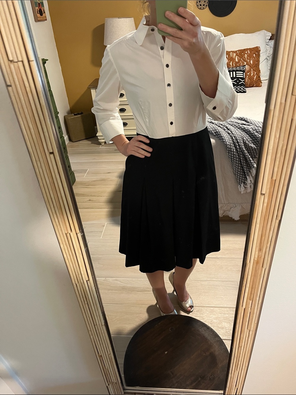 Tahari black and white dress with Flared Silhouette